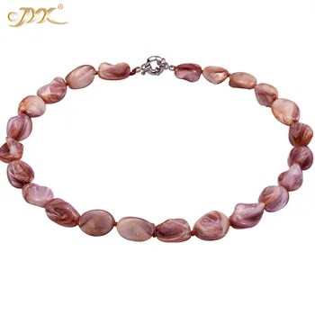 

JYX 2020 Spcial Shell Necklace Pink Shell Chain 11*17mm simple style 925 silver clasp 20" shell jewelry female