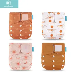 Happyflute – couche en tissu réutilisable pour bébé, ensemble de 4 pièces, pour enfant de 0 à 2 ans et de 3 à 15kg, écologique et ajustable, dernière collection 2021 