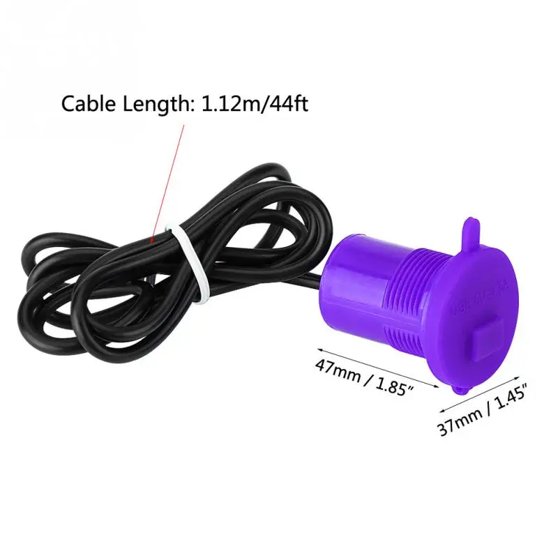 purple 12-24V мотоцикл двойной USB разъем зарядное устройство адаптер питания розетка мощность мобильного телефона зарядное устройство w/светодиодный для Авто Грузовик ATV Лодка - Тип штекера: purple
