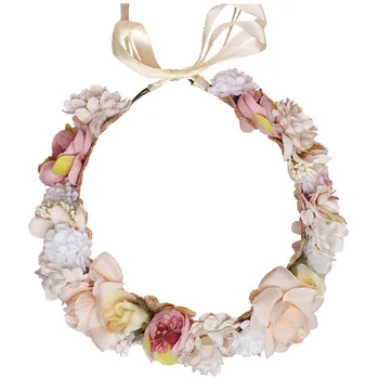 

Boho Flower Crown Headband Girls Photo Headpiece Floral Wreath Beach Holiday Garland for Wedding Festival Party