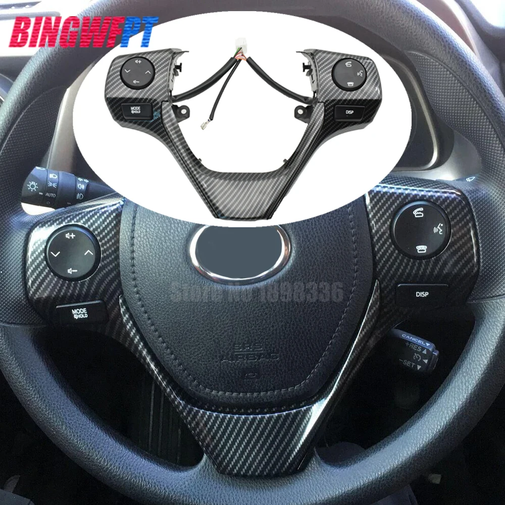 Углеродное волокно 84250-02560 Bluetooth телефон рулевое колесо аудио кнопка управления с кабелем для TOYOTA Corolla RAV4