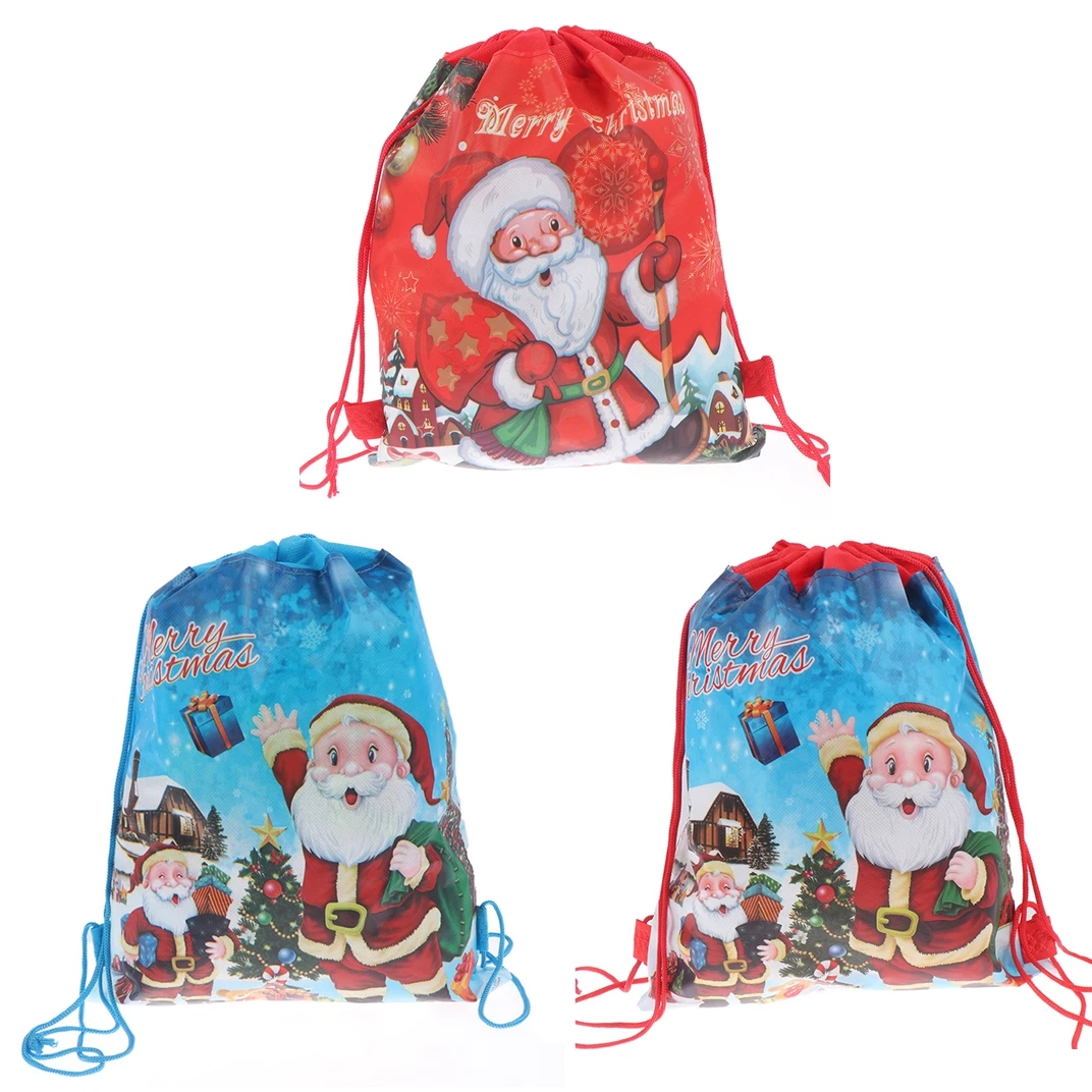 3 стиля Санта Клаус шнурок большой рюкзак подарок на Рождество/конфеты мешок дети год банкет Чулки Подарки держатели мешок
