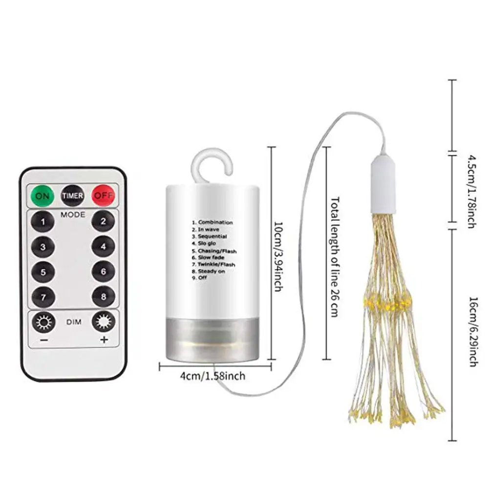 Подвесной фейерверк светодиодный Сказочный светильник для рождественской вечеринки Рождественский Декор 8 режимов дистанционного управления открытый водонепроницаемый Рождественский светодиодный светильник s