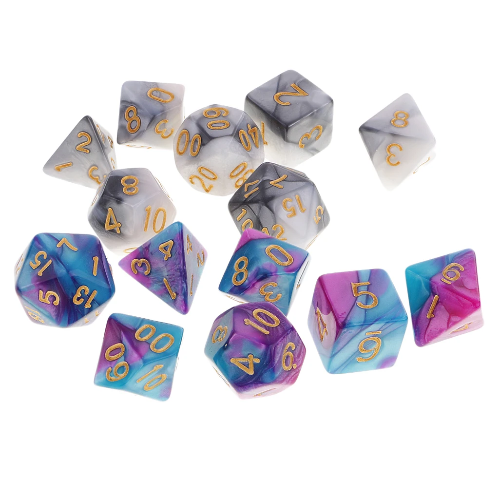 14x многогранные игральные кости для подземелий и драконов RPG MTG казино вечерние принадлежности