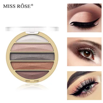 

5 color waterproof and portable human eye shadow Cosmetics pearlescent matte mixed MINI eye shadow disk