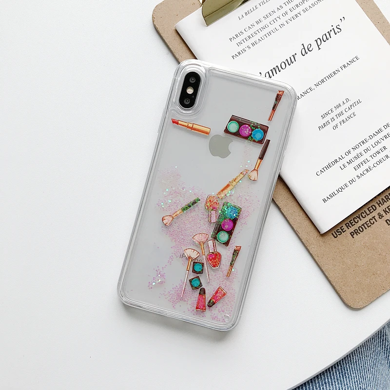 Инструменты для макияжа Quicksands чехол для телефона для iphone X прозрачный Жидкий чехол для iphone XR 6 7 8plus X XS Max корпус защитный корпус