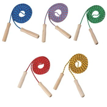 

5pcs Skipping Rope Useful Durable Wooden Handle Exercise Supplies Workout Accessory Sport Equipment for Home Students School