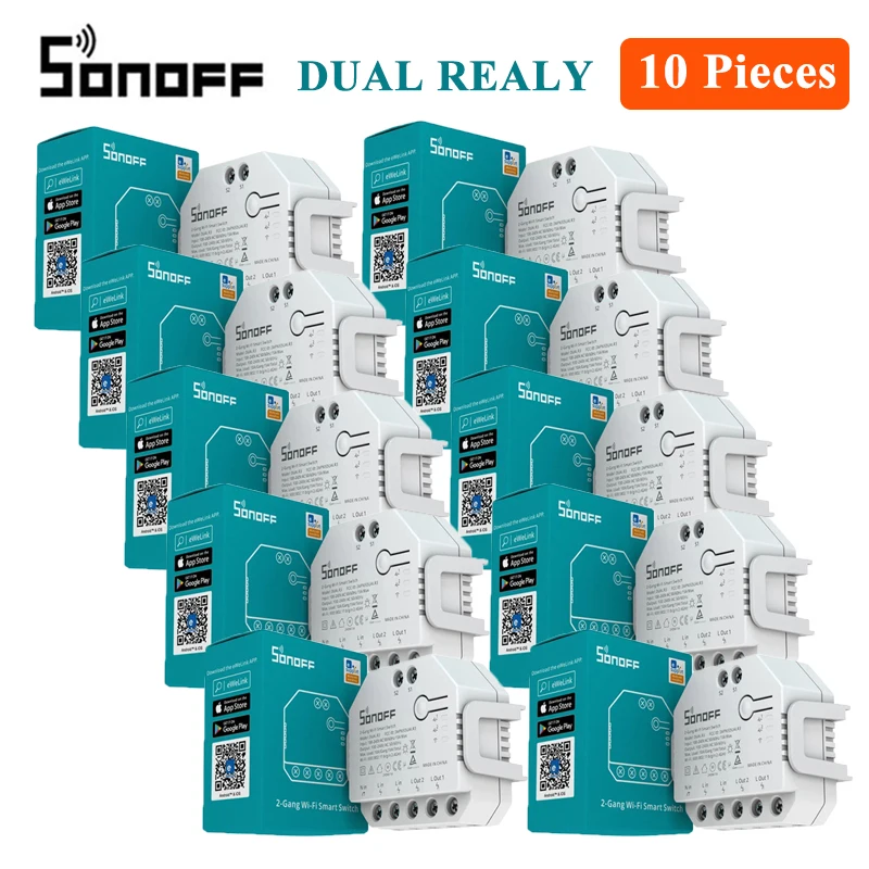 SONOFF DualR3 DIY Wifi Smart Switch 2 Gang DUAL R3 Module Power Metering eWeLink APP Remote Control Alexa Google Home Siri Voice 