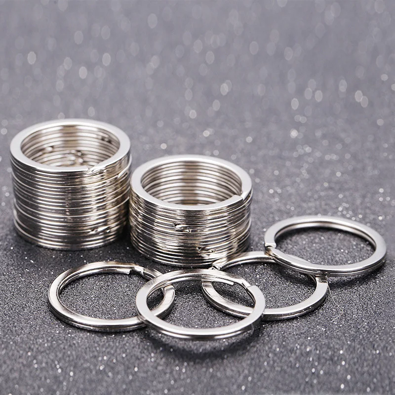 

100Pcs Key Ring Top Silver Key Chain Flat Rings for Keychains Round 25mm Diy Split Keyrings Jewelry Llaveros Hombre Chaveir