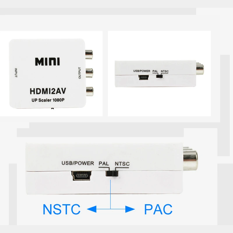 HDMI к RCA AV CVSB L/R видео AV/RCA адаптер CVBS мини HDMI2AV видео конвертер компьютера HD 1080P поддержка NTSC PAL выход Горячий