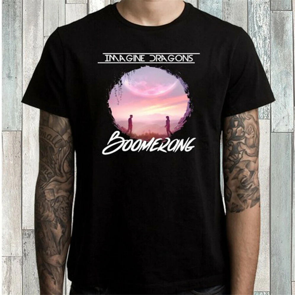 Imagine Dragon Boomerang рок группа Мужская черная футболка размер S M L XL 2XL 3XL топы новинка