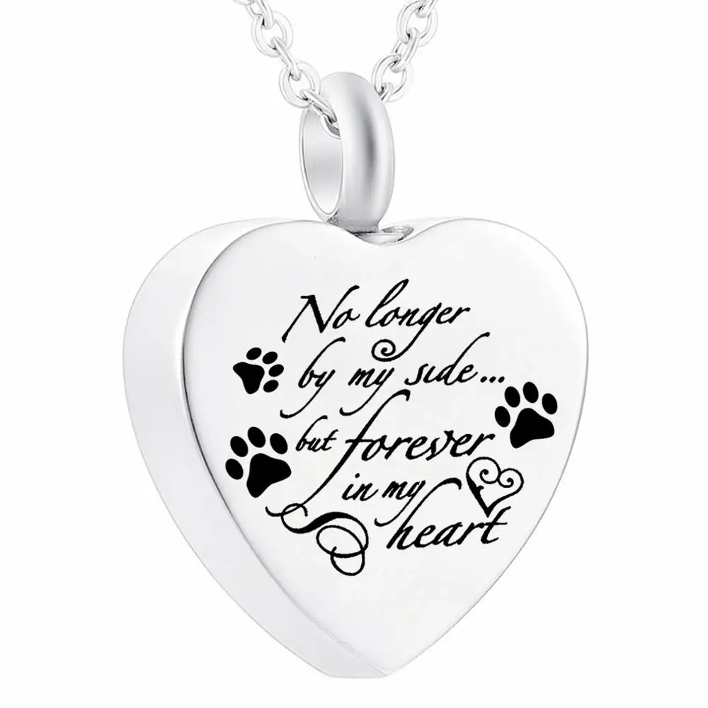 No longer by My Side But forever in My Heart Cremation Urns for Ashes Heart Necklace Stainless Steel Memorial Keepsake Jewelry