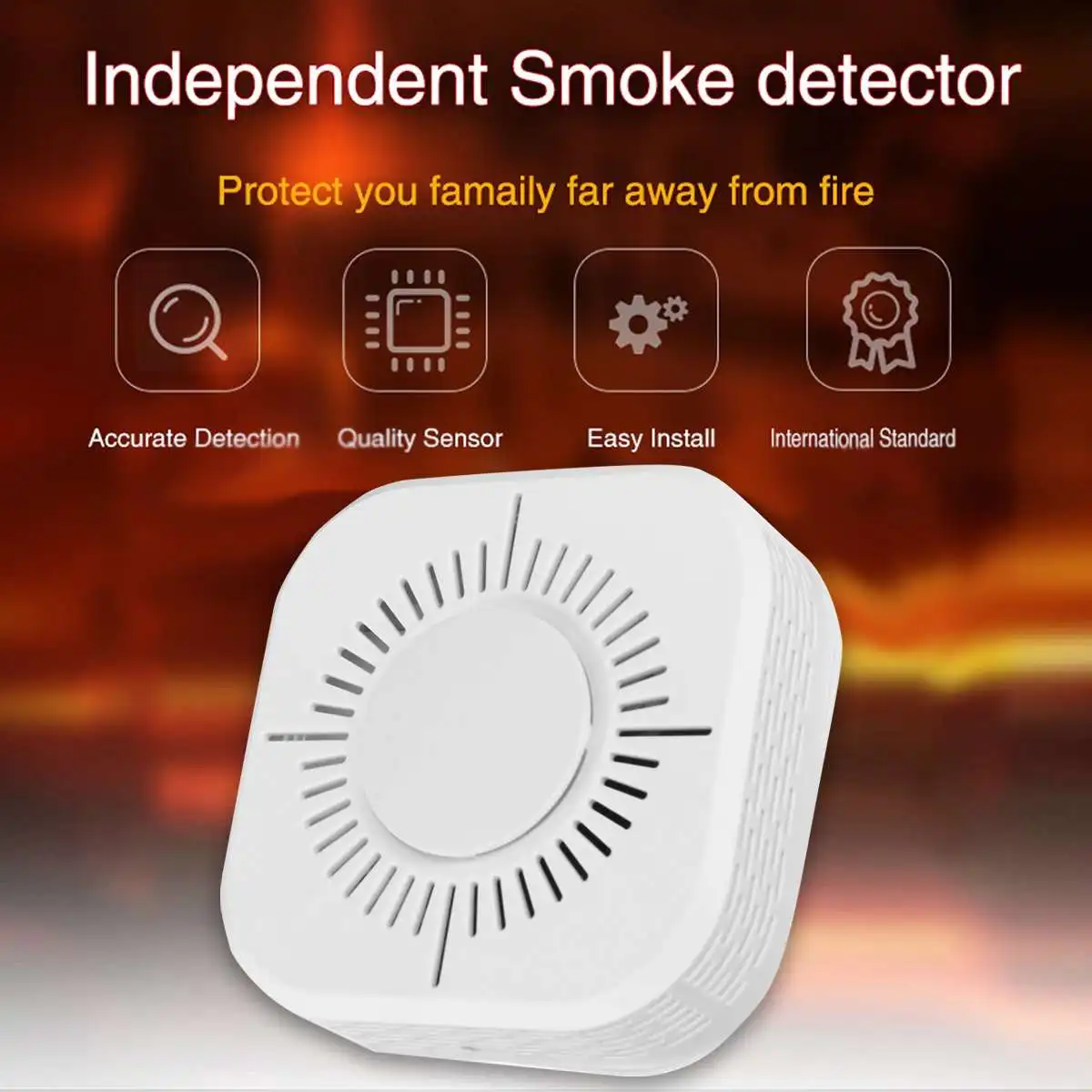 Детектор дыма пожарный детектор Беспроводной Автономный Дымовой сигнализации датчик для безопасность домашнего офиса фотоэлектрический дымовой сигнализации