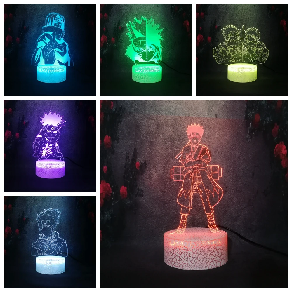

Super Pop Comics Naruto Kakashi Sasuke Desk Lamp Anime 3D Bedroom Bedside Crack Lamp DIY Boy Girl Birthday Gift Night Light LED