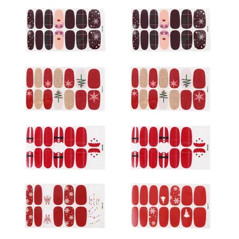 

8 Sheets Removable Christmas DIY Colorful Xmas Nail Patch 3D Nail Cover