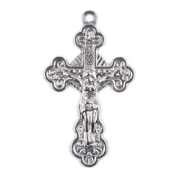 

Metal 48x31mm Cheap Religious Necklace Accessory Jesus Catholic Crucifix Cross Pendant 12pcs