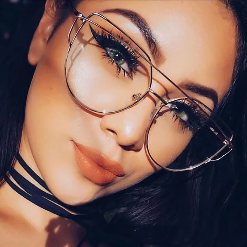 Iways, стильные женские очки, серебряная оправа,, двухлучевые очки, металлическая оправа, кошачий глаз, прозрачные очки, оптическая оправа для мужчин