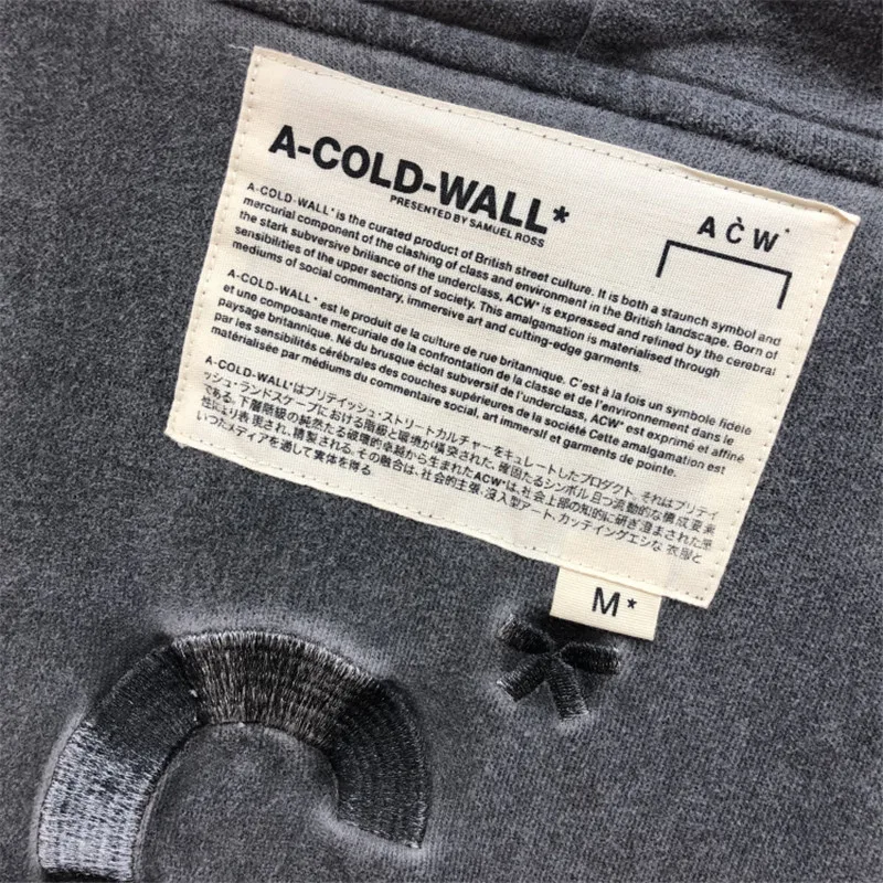 A-COLD-WALL толстовки для мужчин и женщин, высокое качество, вышивка, Ретро стиль, старый промытый свитшот, Мужская A-COLD-WALL, ACW белая толстовка с капюшоном