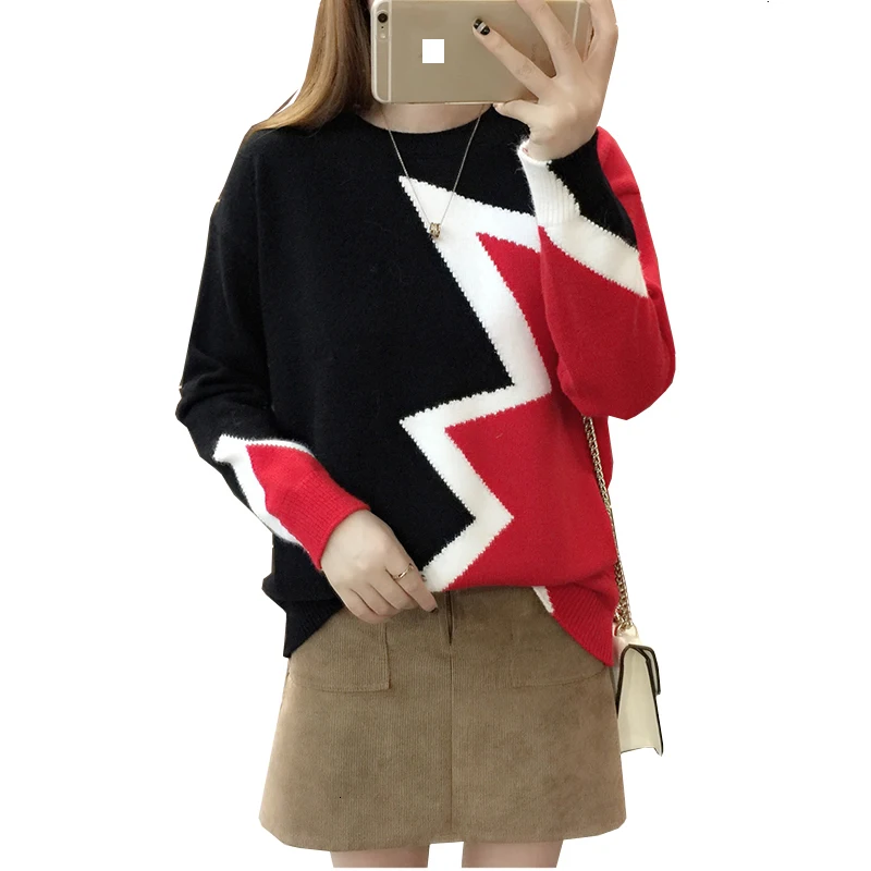 

New Reef and winter Fashion Women's sweaters high elastic O -neck sweaters Women's slender Kashmir Deep point Weaned sweaters