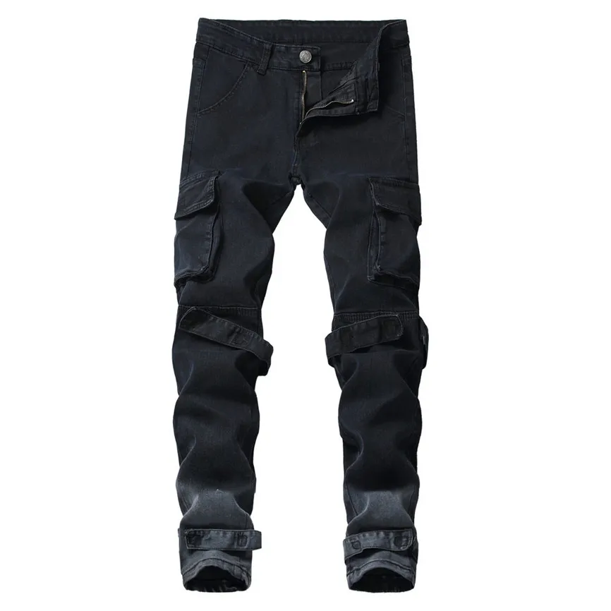 Брюки для мужчин эластичные трендовые джинсы в уличном стиле мужские классические потертые хип-хоп индивидуальные мужские брюки из денима