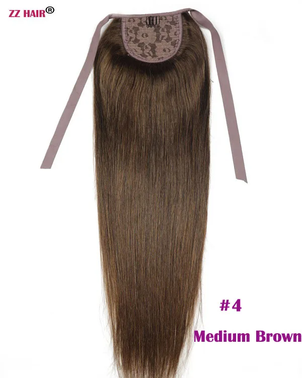 ZZHAIR 140 г 1"-30" машинное производство remy волосы лента Конский хвост на заколках человеческие волосы для наращивания конский хвост Натуральные Прямые Волосы