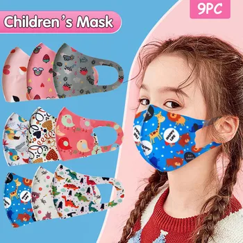 

3D Dinosaur Mask For Children 9Pcs Kids Boys Girls Mascararilla Washable Adjustable Cartoon Lovely Mask Cover Masque Mondmasker