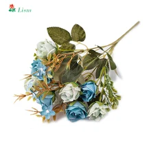 Lism 30 см розы белые шелковые искусственные цветы букет 9 большой 4 маленькая голова искусственные цветы для дома Свадебные украшения в помещении