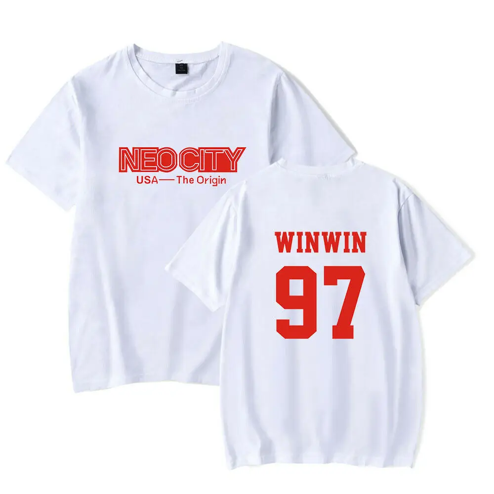 WINWIN WHITE Mainlead KPOP NCT127 NEO CITY Сеульский мир происхождения Тур футболка с принтом Футболки - Цвет: WINWIN WHITE