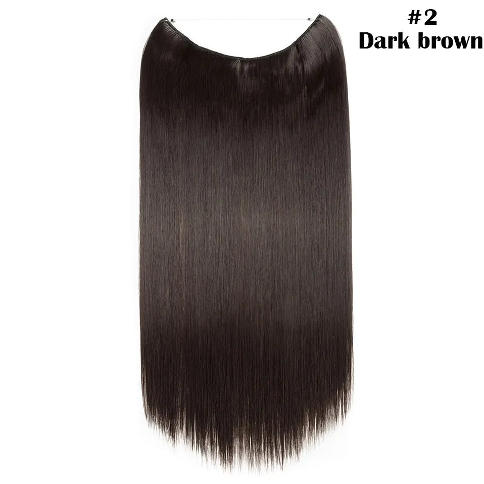 dark brown-S Snolilite, 24 дюйма, длинные прямые накладные волосы, невидимая проволока, без зажима, одна штука, Halo hair, синтетические волосы для женщин - Цвет: dark brown-S