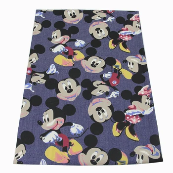 

50*137CM Denim Fabric Patchwork Cartoon Printed Fabric for Tissue Kids Home Textile for Sewing Doll Girls Dress ,c8757