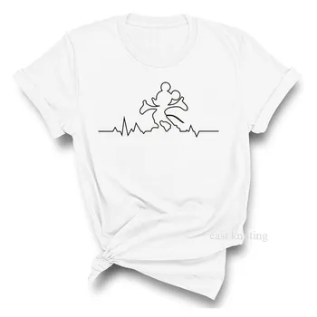 

Ladies summer casual short sleeves Harajuku Graphic Tees Women Mickey Mouse Heartbeat Kawaii T-shirt