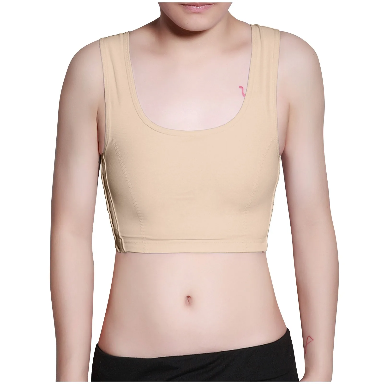 Women Solid Color Breast Side Buckle Short Chest Casual Tran Top Breathable Buckle Tops Casual Vest Breast Binder Tops Shapers strapless shapewear Shapewear