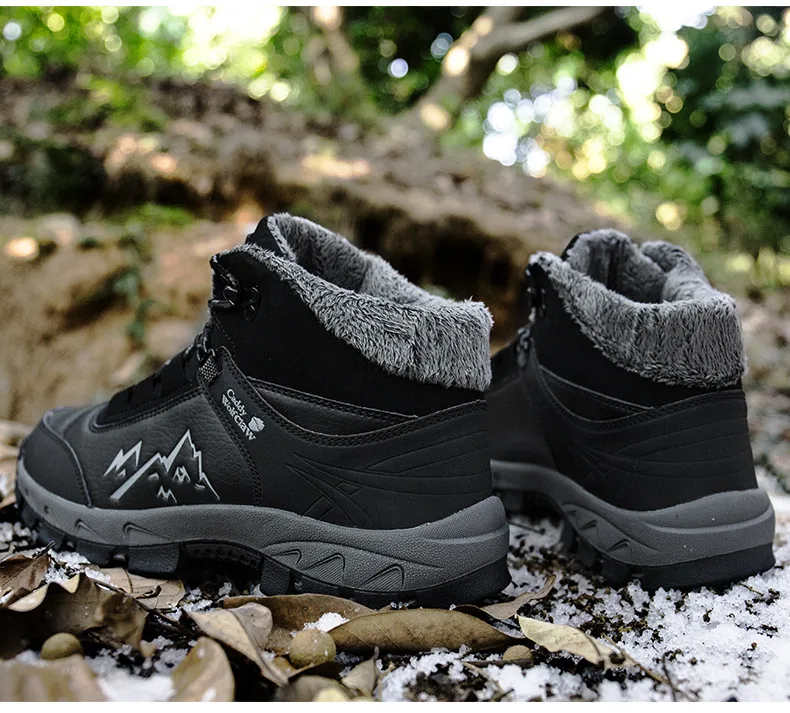 Waterproof Winter Men boots Warm With Fur Snow Boots Men Work safety shoes Rubber Ankle boots big size 39-45