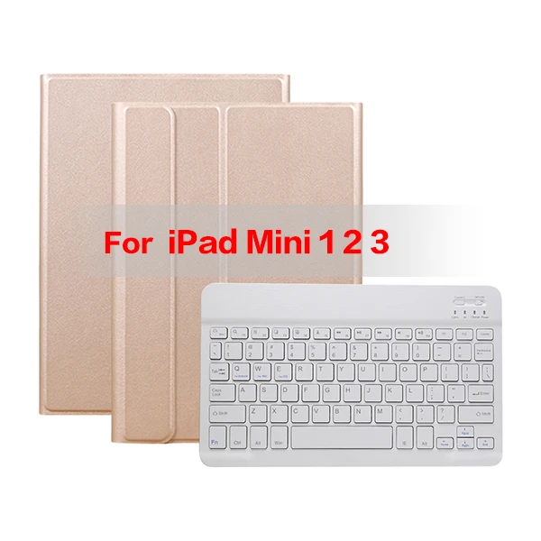 mini 123 gold Деловой чехол для IPad Mini 1 2 3 4 5 Беспроводная Bluetooth клавиатура полный защитный портативный чехол для клавиатуры Smart Cover - Цвет: mini 123 gold