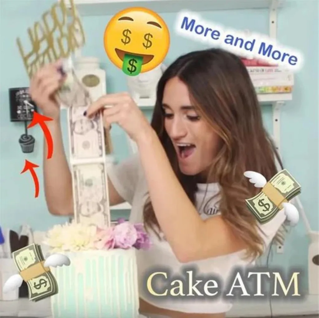 Cake ATM Funny Creative Happy Birthday Cake Topper Money Box Funny Cake ATM Happy Birthday Gift#20