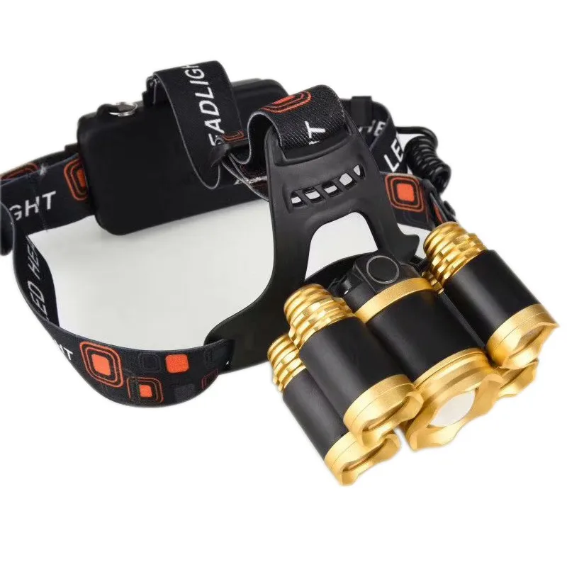 zoomable Headlight Head Lamp Flashlight Rechargeable Torch Camping Hiking Night Fishing riding Light T6+4XPE-beads