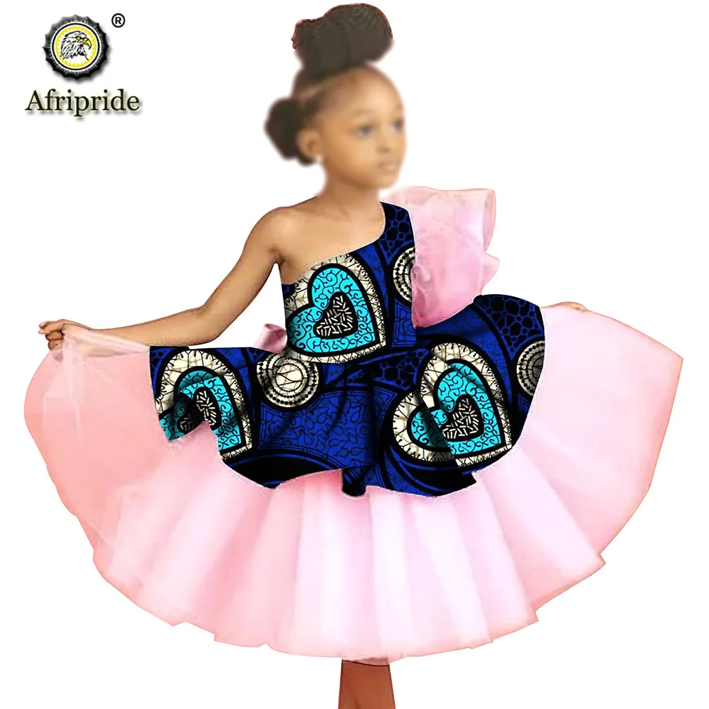 African Girl Dresses Ankara Dashiki Print Ankara Lovely Dress Casual Kids Print Mini Dress Shirt Dress AFRIPRIDE S1940018