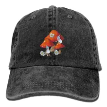Джинсовая кепка с грибами для девочек, Регулируемая Мужская однотонная бейсболка