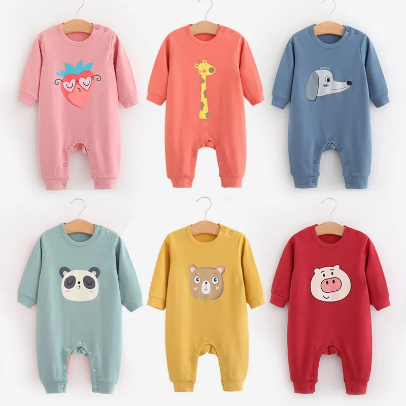 

2019 New Born Baby Rompers Cartoon Cotton Long Sleeved Autumn Clothes Infant Baby Jumpsuit Baby Boy One Piece Outfit Pajamas