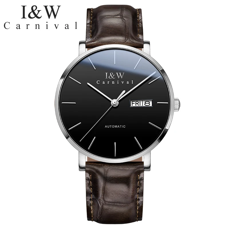 

Carnival watch automatic mechanical watch men's minimalist watch leather watch men's sapphire clock