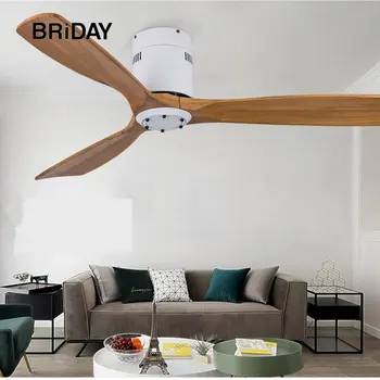 

42 52 inch ceiling fan industrial vintage wooden ventilator with no light Remete control decorative blower wood retro fans