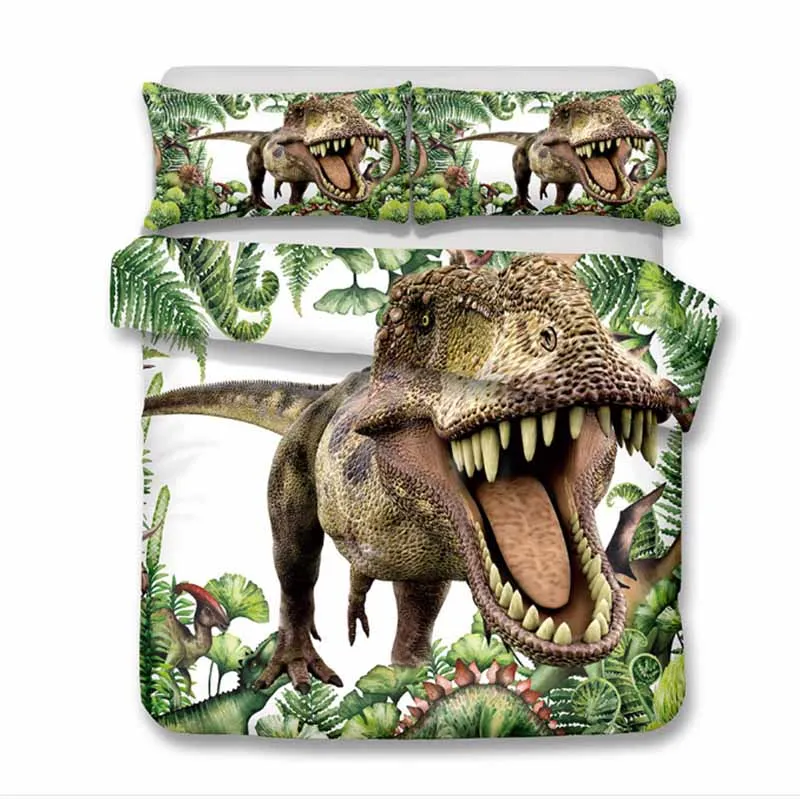 

3D Dinosaur Bedding Set Polyester Fabric Jurassic Park Cartoon Kids Duvet Cover AU EU US Twin Full King Queen Size Pillowcase