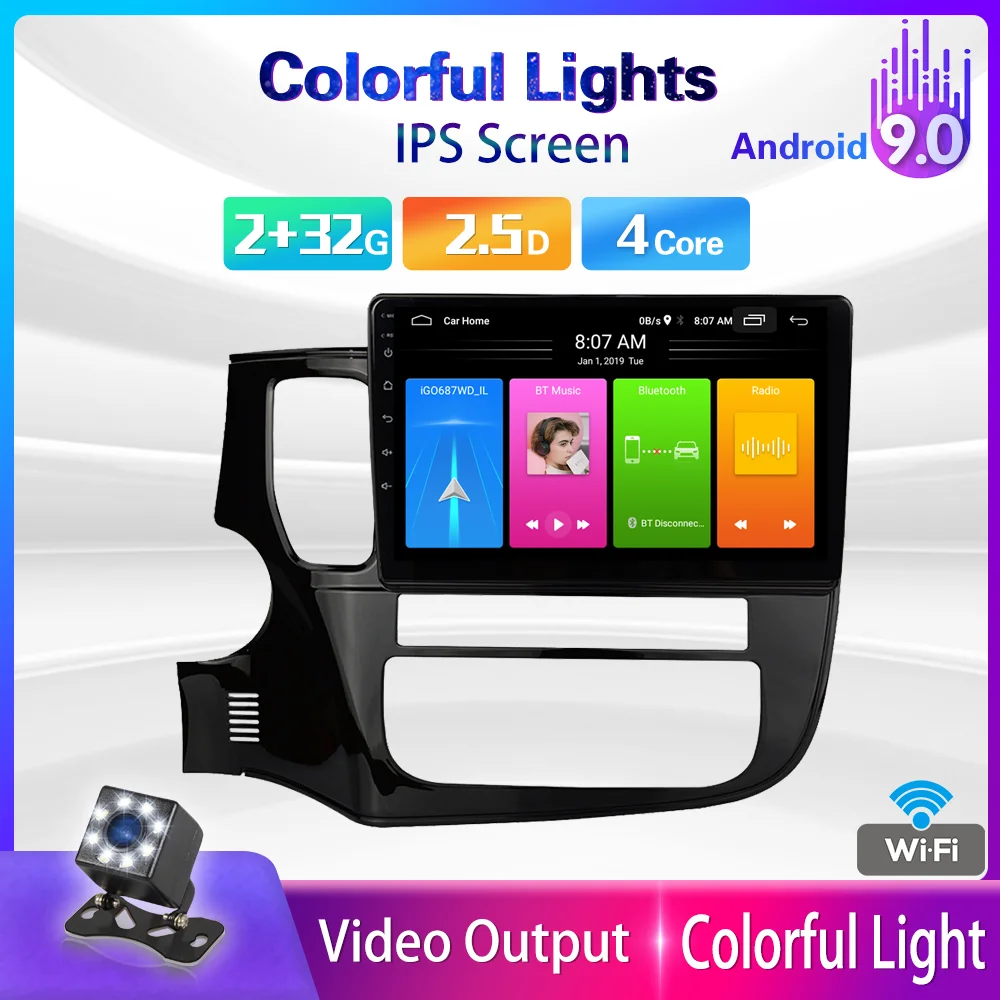 

Multimedia Video DVD Player 10 Inch GPS Navigation Android 9.0 DSP Canbus Car Radio for Mitsubishi Outlander 3 2012 2013-2018