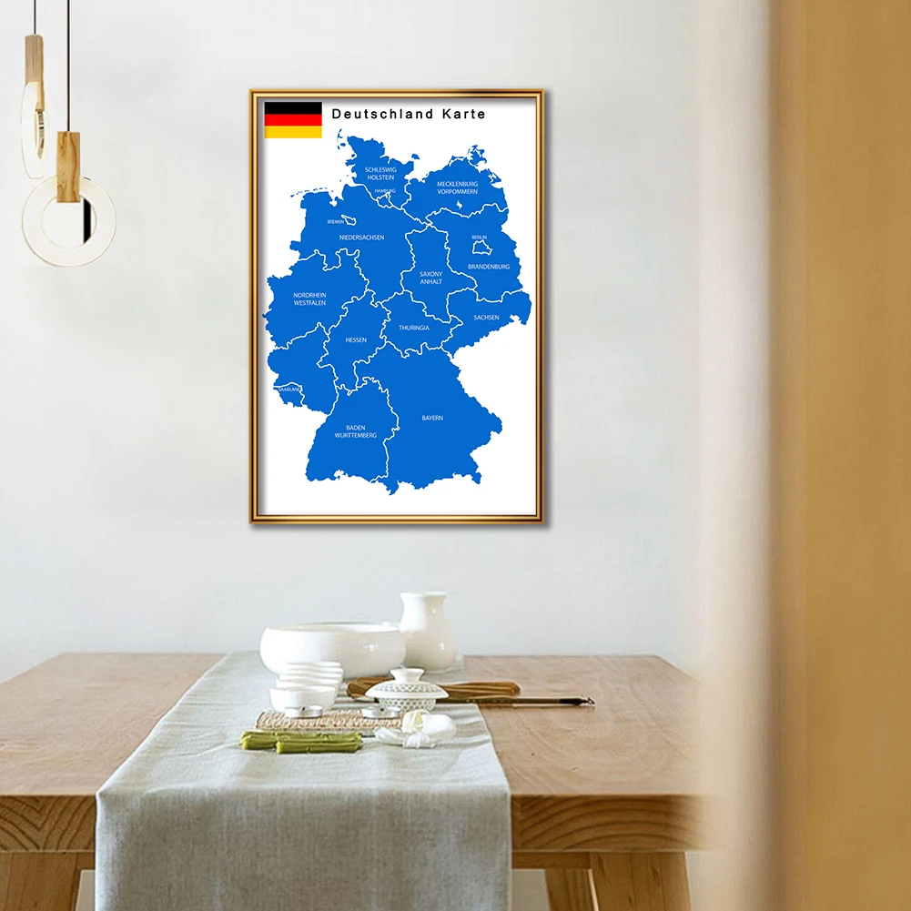 42*59cm Political Map of The Germany In German Small Poster Canvas Painting Travel School Supplies Home Decoration