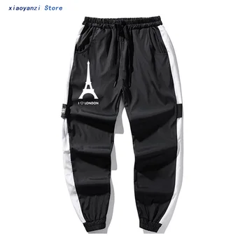 

I Love London hip hop trousers Eiffel Tower Funny Design Fashion sweatpants Homme sportswear long pants Soft Hipster Camiseta