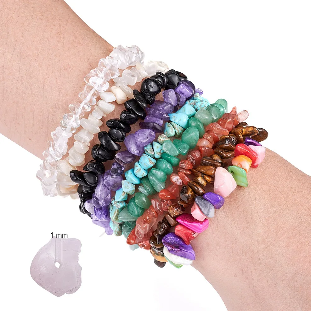 Natural Irregular Crystal Chips Stone Beads Kit with Jump Rings Earring Hooks for DIY Bracelet Necklace Jewelry Making Supplies