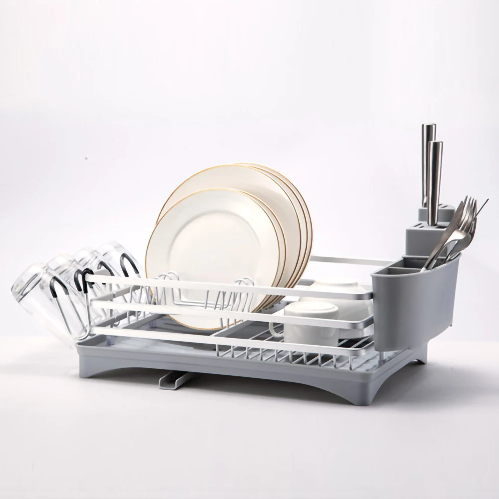Серебристая кухонная сушилка для посуды из нержавеющей стали держатель слива