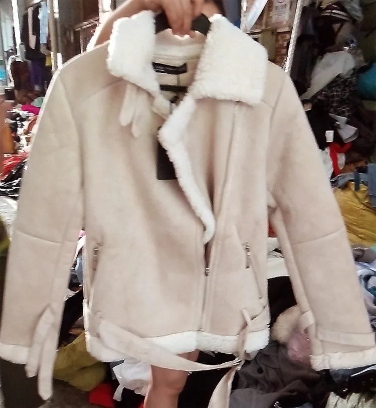 

Autumn And Winter Korean-style Loose And Plus-sized Mid-length Lambs Wool Cotton-padded Clothes Suede Fold-down Collar Thick Cot