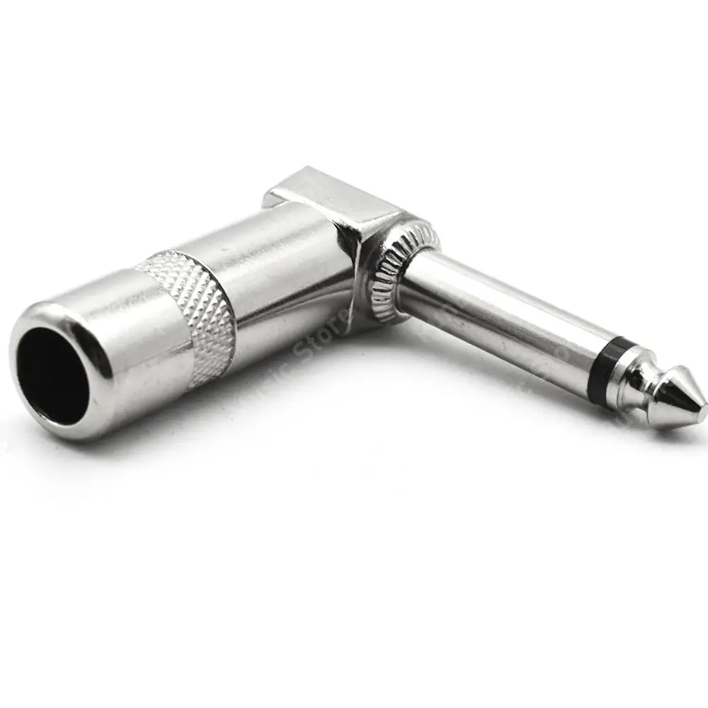 4pcs 6.35mm Right Angle Mono Guitar Plug 90 Degree Elbow 6.5mm Jack Audio Microphone Connector 6.5mm Stereo Audio Plug Connector