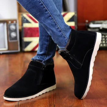 

winter boots men warm shoes Top Fashion New Casual with short plush ankle snow boots zipper winter shoes men plus Size wer45